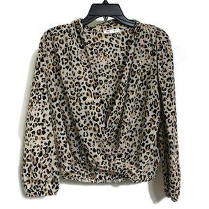 NWOT Miley + Molly Leopard Print Open V-Neck Top